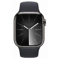 Умные часы Apple Watch Series 9 41 мм, S/M 130-180 мм, Stainless Steel Case with Sport Band, Graphite/Midnight