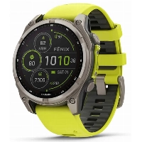 Умные часы Garmin Fenix 8, 47 мм, AMOLED, Solar Sapphire Titanium with Spark Yellow/Graphite Silicone Band, Желтый/Графитовый