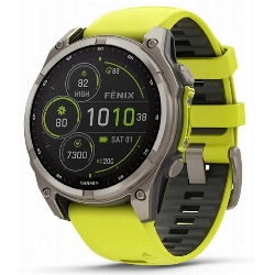 Умные часы Garmin Fenix 8, 47 мм, AMOLED, Solar Sapphire Titanium with Spark Yellow/Graphite Silicone Band, Желтый/Графитовый