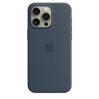 Чехол Apple iPhone 15 Pro Max Silicone Case с MagSafe, штормовой, Blue, синий