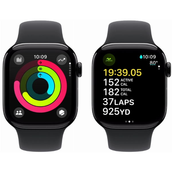 Умные часы Apple Watch Series 10 46 мм, S/M 130-200 мм, Aluminium Case GPS, Jet Black