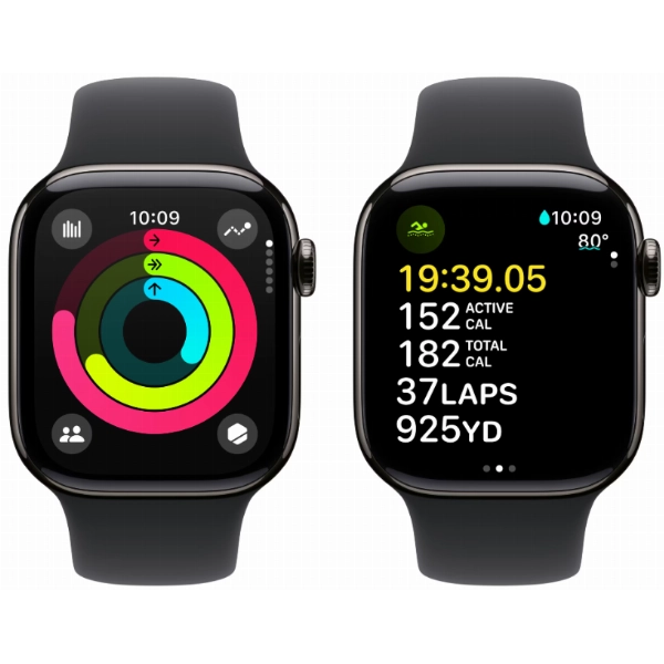 Умные часы Apple Watch Series 10 42 мм, S/M 130-200 мм, Titanium Case GPS+Cellular, Black