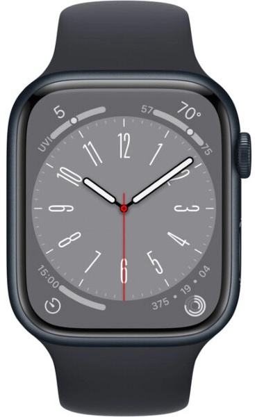 Умные часы Apple Watch Series 8 41 мм, S/M 130-180 мм, Aluminium Case with Sport Band, Midnight