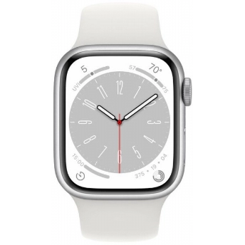 Умные часы Apple Watch Series 8 45 мм, S/M 130-180 мм, Aluminium Case with Sport Band, Silver