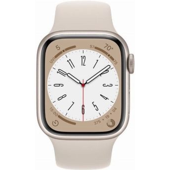 Умные часы Apple Watch Series 8 45 мм, M/L 160-210 мм, Aluminium Case with Sport Band, Starlight