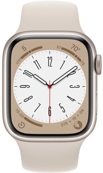 Умные часы Apple Watch Series 8 41 мм, M/L 160-210 мм, Aluminium Case with Sport Band, Starlight