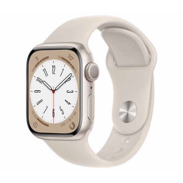 Умные часы Apple Watch Series 8 41 мм, M/L 160-210 мм, Aluminium Case with Sport Band, Starlight