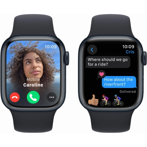 Умные часы Apple Watch Series 9 45 мм, S/M 130-180 мм, Aluminium Case with Sport Band, Midnight