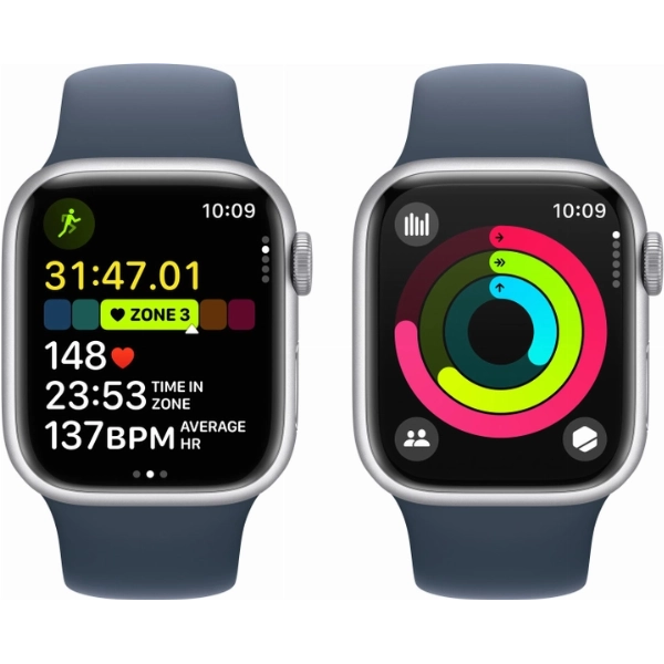 Умные часы Apple Watch Series 9 41 мм, S/M 130-180 мм, Aluminium Case with Sport Band, Silver