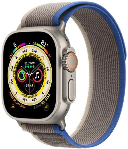 Умные часы Apple Watch Ultra 49 мм, S/M 130-180 мм, Titanium Case with Trail Loop, Blue/Gray
