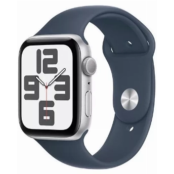 Умные часы Apple Watch Series SE Gen 2 44 мм Aluminium Case, Silver/Storm Blue Sport Band, серебристый - M/L